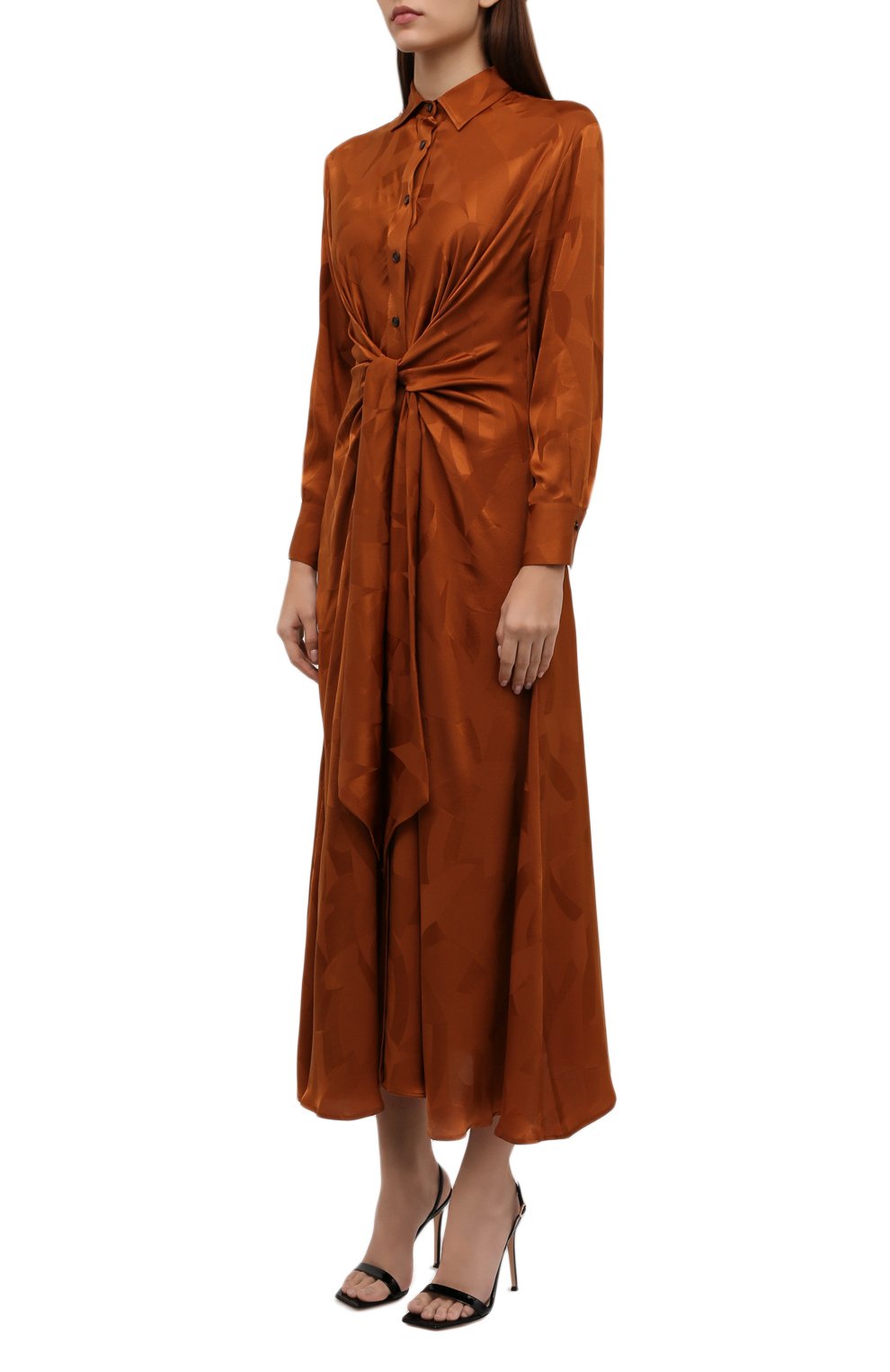 Шелковое платье KITON коричневого цвета по цене 219500 руб., арт. D52330K0596A, фото 3 Шелковое платье KITON, арт. D52330K0596A, фото 3