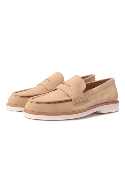 Женские замшевые пенни-лоферы SANTONI бежевого цвета, арт. WUQG59818BIASLH0 | Фото 1 (Подошва: Платформа; Материал внешний: Натуральная кожа; Каблук высота: Низкий; Драгоценные камни: Проставлено; Материал внутренний: Натуральная кожа; Материал сплава: Проставлено)