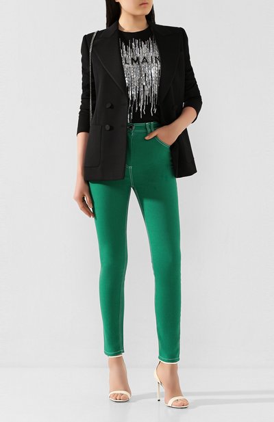 Джинсы BALMAIN зеленого цвета по цене 77950 руб., арт. TF05460/D022, фото 2 Джинсы BALMAIN, арт. TF05460/D022, фото 2