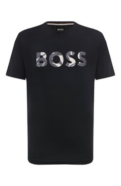 Мужская хлопковая футболка BOSS темно-синего цвета, арт. 50513382 | Фото 1 (Материал сплава: Проставлено; Рукава: Короткие; Драгоценные камни: Проставлено; Материал внешний: Хлопок; Стили: Кэжуэл; Принт: С принтом; Длина (для топов): Удлиненные; Мужское Кросс-КТ: Футболка-одежда; Кросс-КТ: Джерси)