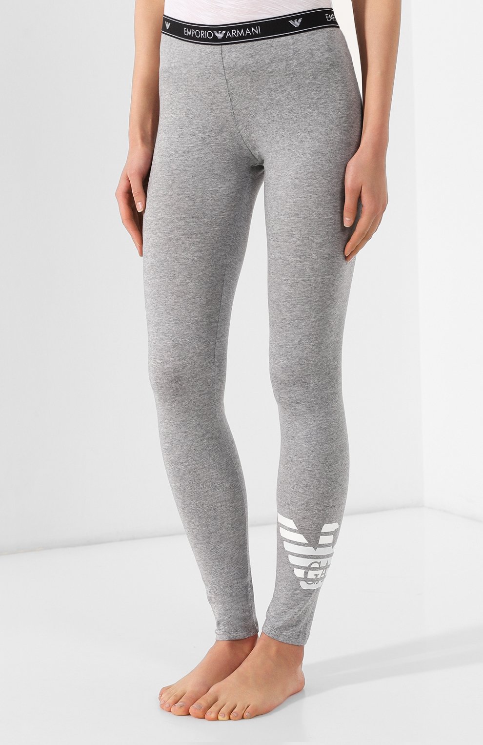 Хлопковые легинсы EMPORIO ARMANI серого цвета по цене 8995 руб., арт. 164162/9P317, фото 3 Хлопковые легинсы EMPORIO ARMANI, арт. 164162/9P317, фото 3