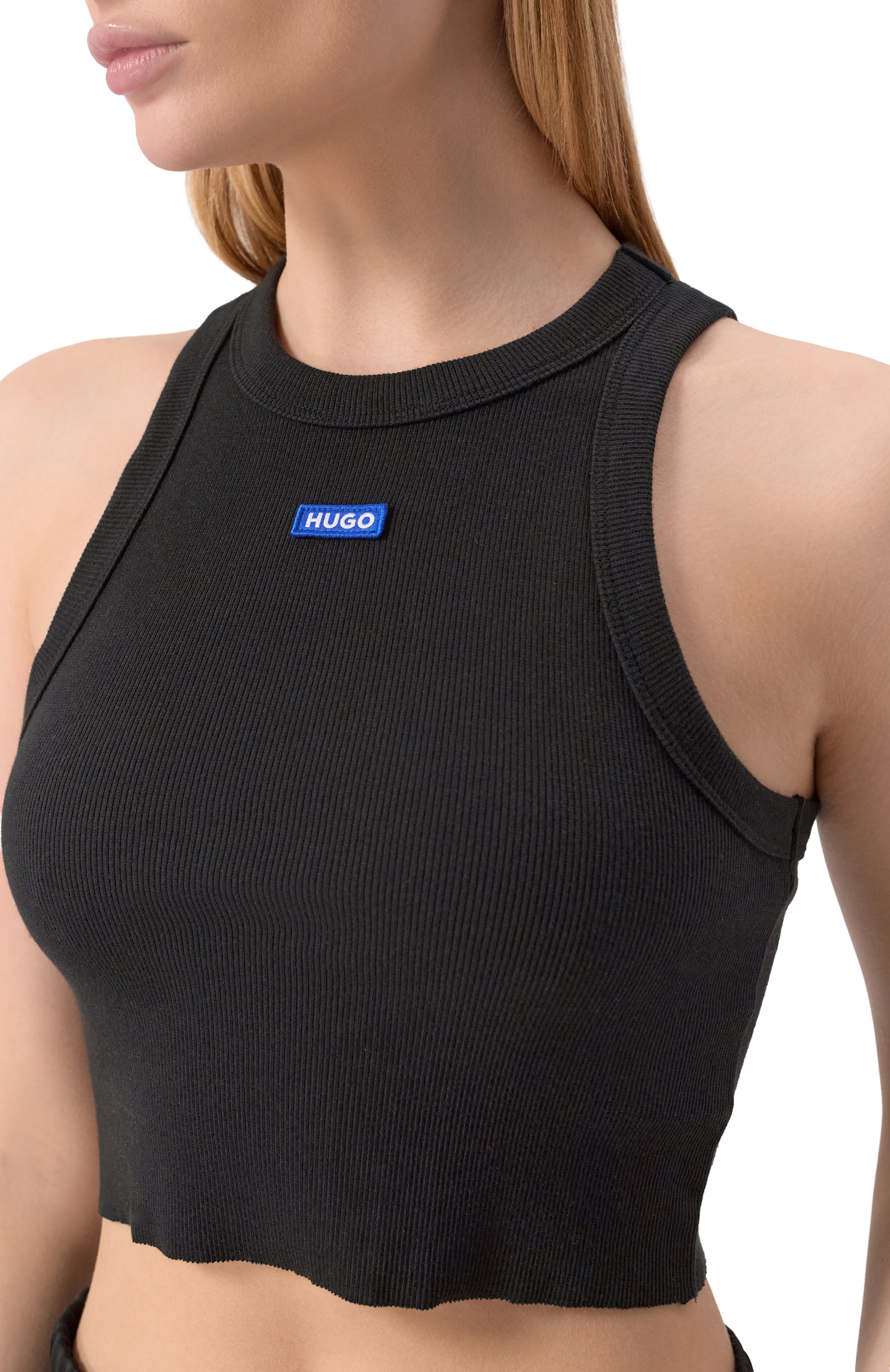 Хлопковый топ HUGO BLUE черного цвета по цене 5475 руб., арт. 50511450, фото 5 Хлопковый топ HUGO BLUE, арт. 50511450, фото 5