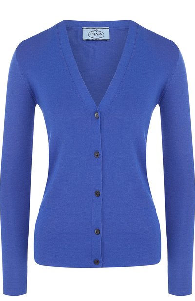 Однотонный кардиган на пуговицах с v-образным вырезом PRADA, арт. 25437-40J-F0013, фото 1
