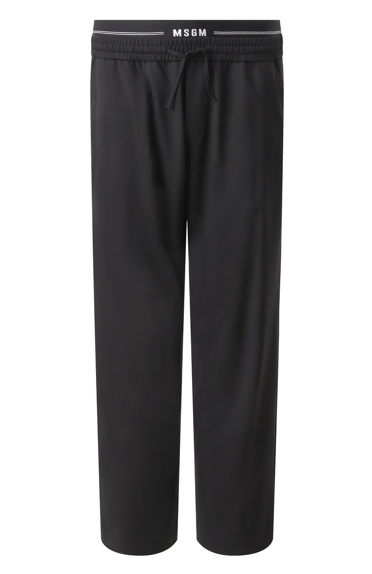 Мужские шерстяные брюки MSGM черного цвета, арт. 3840MP14/257127 | Фото 1 (Материал сплава: Проставлено; Длина (брюки, джинсы): Стандартные; Драгоценные камни: Проставлено; Материал внешний: Шерсть; Стили: Кэжуэл; Случай: Повседневный; Силуэт М (брюки): Прямые)