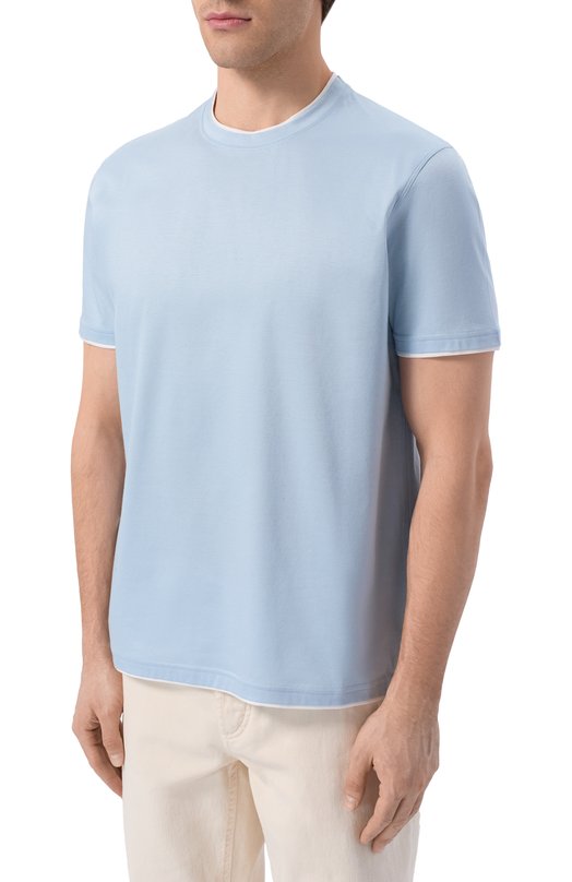Хлопковая футболка Kiton UMK0970 Голубой  UMK0970 Фото 3