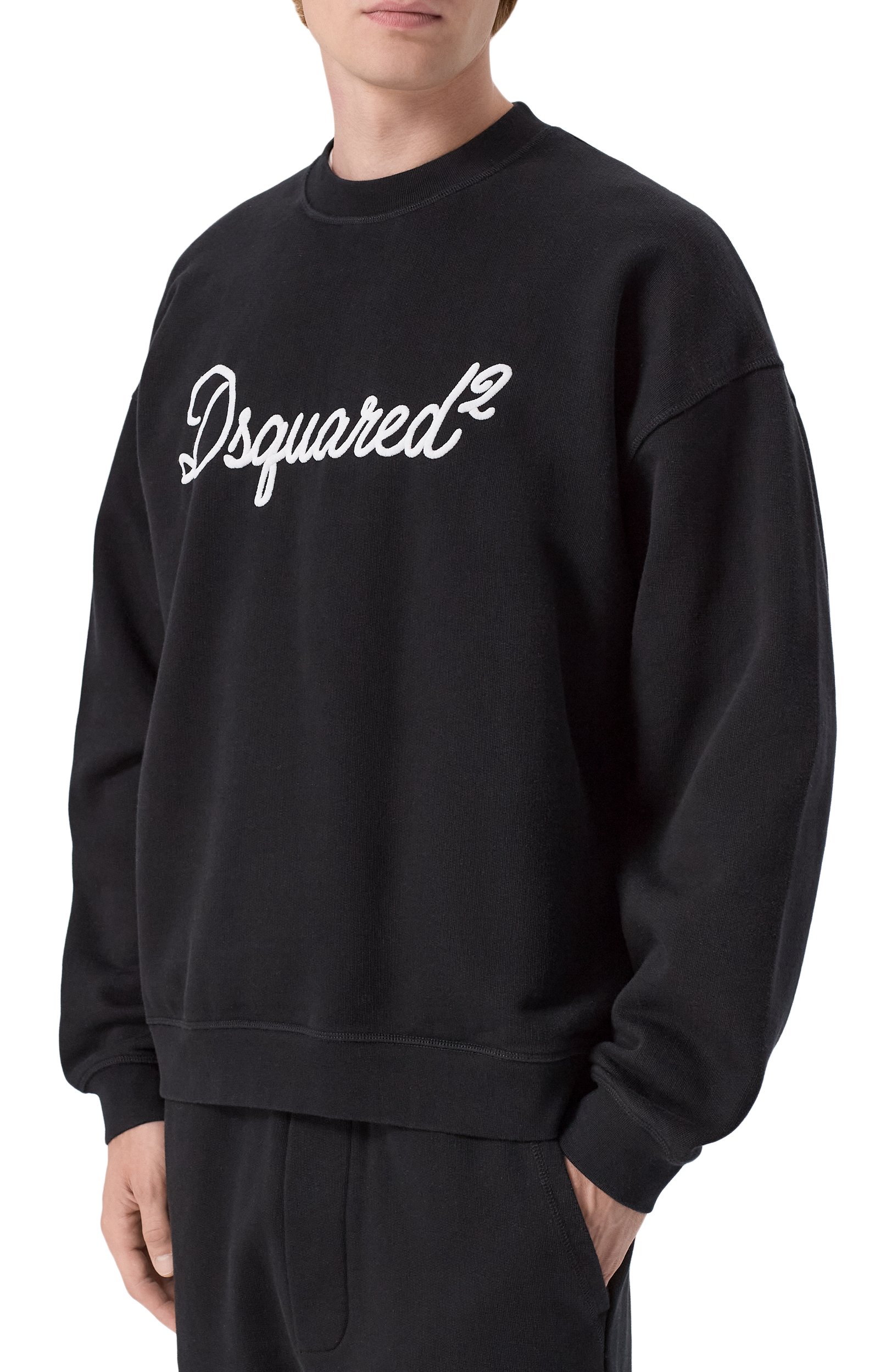 Хлопковый свитшот DSQUARED2 черного цвета по цене 42300 руб., арт. S74GU0928/D25029, фото 3 Хлопковый свитшот DSQUARED2, арт. S74GU0928/D25029, фото 3