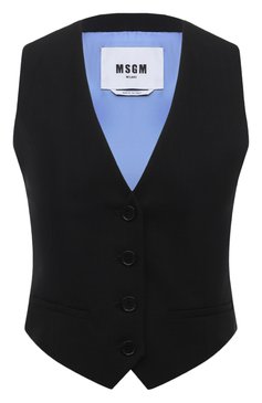 Женский жилет из вискозы MSGM черного цвета, арт. 3641MDW02Y/247010 | Фото 1 (Материал подклада: Синтетический материал; Длина (верхняя одежда): Короткие; Материал сплава: Проставлено; Материал внешний: Вискоза; Драгоценные камни: Проставлено; Женское Кросс-КТ: Жилет-одежда; Стили: Классический)