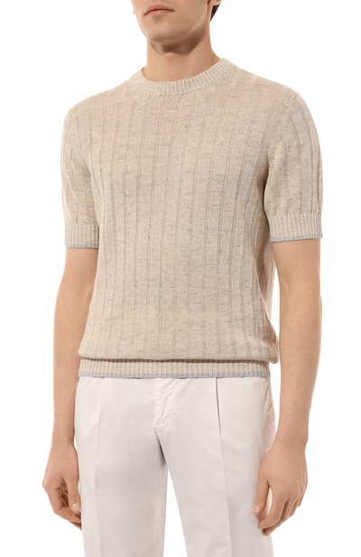 Джемпер изо льна и хлопка BRUNELLO CUCINELLI бежевого цвета по цене 116000 руб., арт. M2L70B2273, фото 3 Джемпер изо льна и хлопка BRUNELLO CUCINELLI, арт. M2L70B2273, фото 3