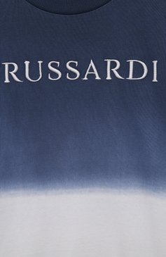 Детский хлопковый свитшот TRUSSARDI JUNIOR синего цвета, арт. TBP23002FE | Фото 3 (Материал внешний: Хлопок; Рукава: Длинные; Мальчики Кросс-КТ: Свитшот-одежда; Драгоценные камни: Проставлено; Материал сплава: Проставлено)
