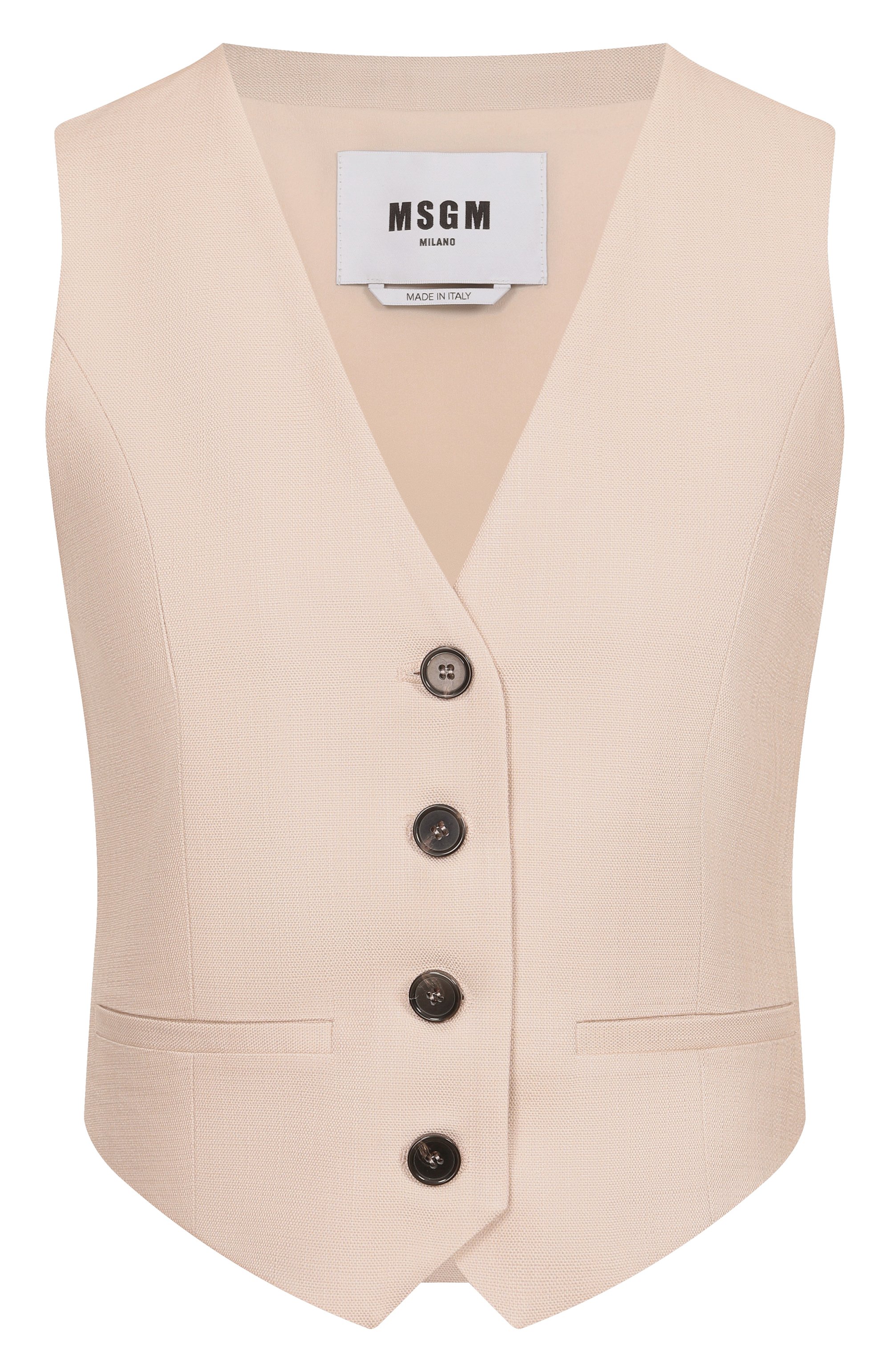 Жилет из вискозы MSGM светло-бежевого цвета по цене 33450 руб., арт. 4041MDW03/267127, фото 1 Жилет из вискозы MSGM, арт. 4041MDW03/267127, фото 1