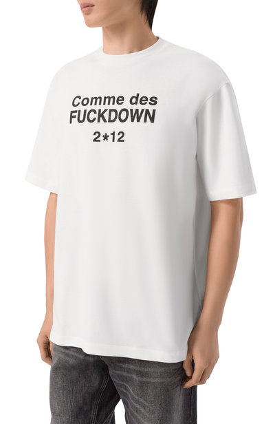 Хлопковая футболка COMME DES FUCKDOWN белого цвета по цене 6320 руб., арт. CFABU00019, фото 3 Хлопковая футболка COMME DES FUCKDOWN, арт. CFABU00019, фото 3