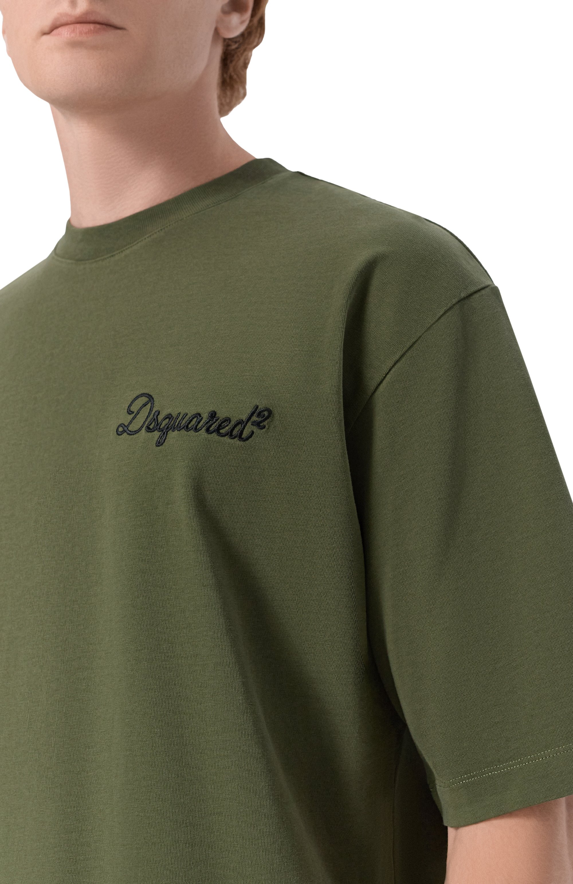 Хлопковая футболка DSQUARED2 хаки цвета по цене 27850 руб., арт. S74GD1525/D20106, фото 5 Хлопковая футболка DSQUARED2, арт. S74GD1525/D20106, фото 5