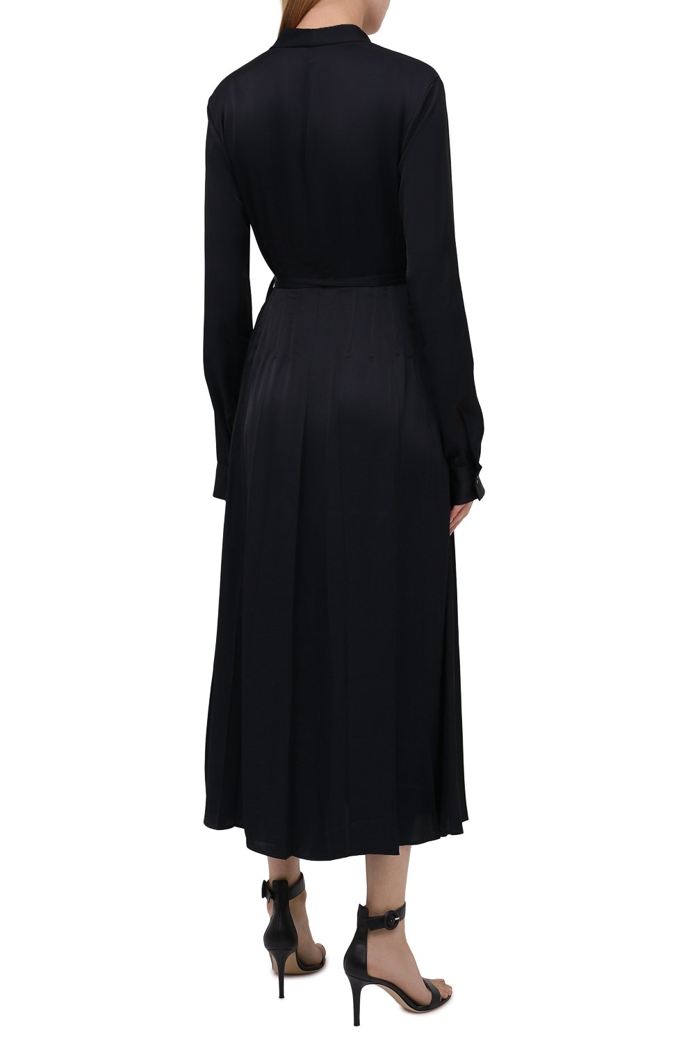 Платье из вискозы JIL SANDER темно-синего цвета по цене 237500 руб., арт. JSWT506706-WT381500, фото 4 Платье из вискозы JIL SANDER, арт. JSWT506706-WT381500, фото 4