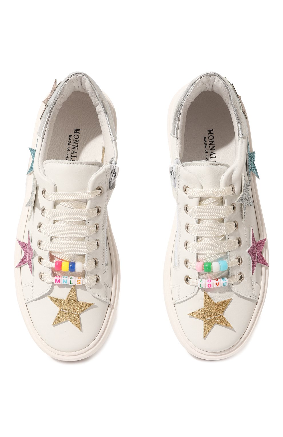 Кожаные кеды MONNALISA белого цвета по цене 29300 руб., арт. 87A022, фото 4 Кожаные кеды MONNALISA, арт. 87A022, фото 4