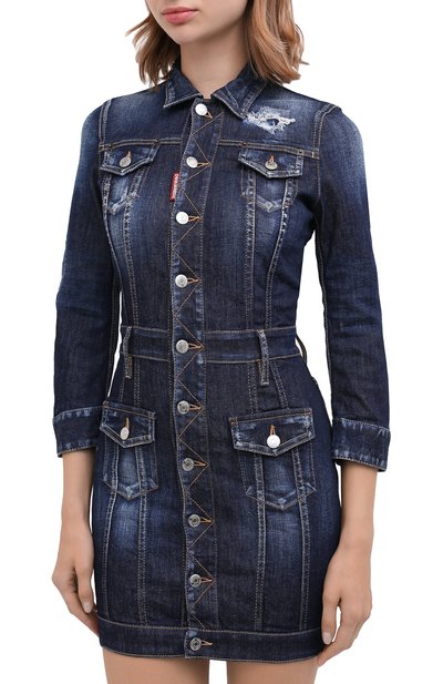Джинсовое платье DSQUARED2 синего цвета по цене 87550 руб., арт. S75CV0303/S30685, фото 3 Джинсовое платье DSQUARED2, арт. S75CV0303/S30685, фото 3