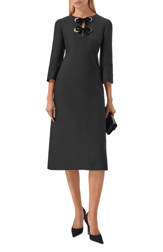 Платье из шерсти и шелка Valentino 8B3VAHF0/1CF Чёрный  8B3VAHF0/1CF Фото 2