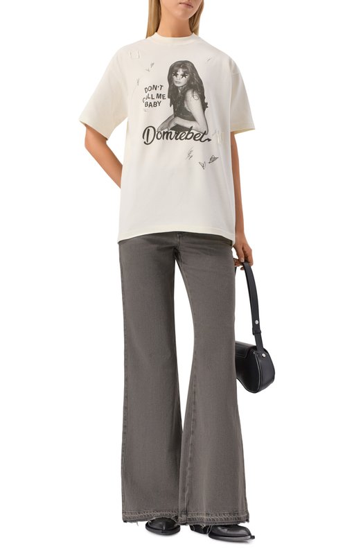 Хлопковая футболка DOMREBEL CALL ME T-SHIRT Кремовый  CALL ME T-SHIRT Фото 2