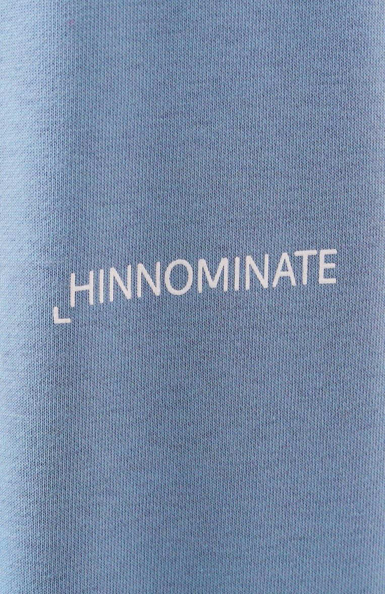 Женские хлопковые брюки HINNOMINATE голубого цвета, арт. HMABW01421 | Фото 6 (Материал внешний: Хлопок; Длина (брюки, джинсы): Стандартные; Женское Кросс-КТ: Брюки-одежда; Силуэт Ж (брюки и джинсы): Широкие; Стили: Спорт-шик; Автоматизация ТО: Проставлено; Автоматизация состава: Проставлено)