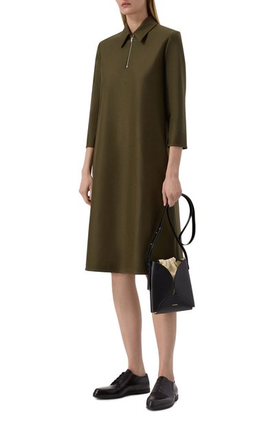 Шерстяное платье JIL SANDER темно-зеленого цвета по цене 178500 руб., арт. J02CT0701/J40045, фото 2 Шерстяное платье JIL SANDER, арт. J02CT0701/J40045, фото 2