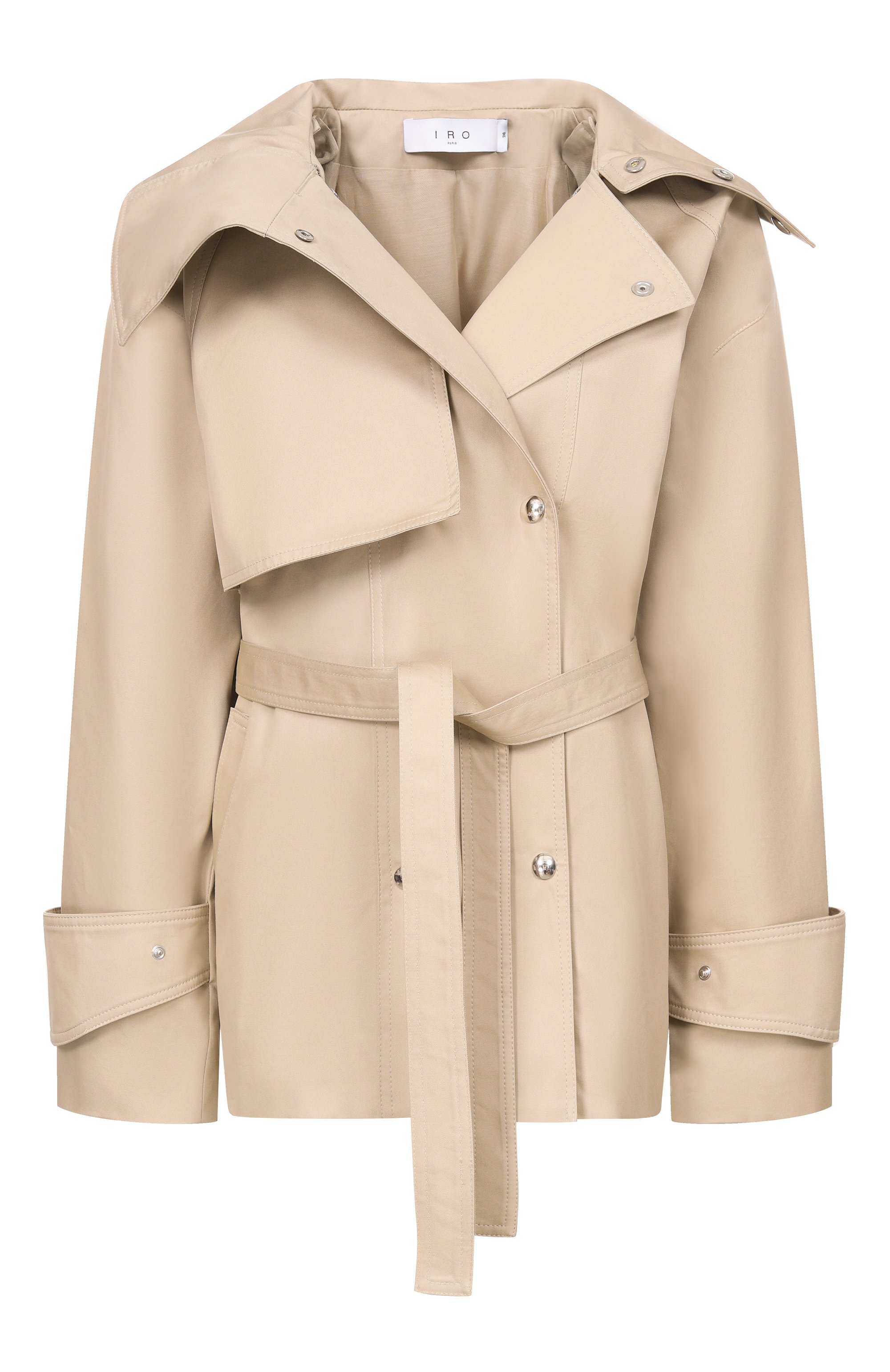 Хлопковый тренч IRO бежевого цвета по цене 88100 руб., арт. WP137RALYA, фото 1 Хлопковый тренч IRO, арт. WP137RALYA, фото 1