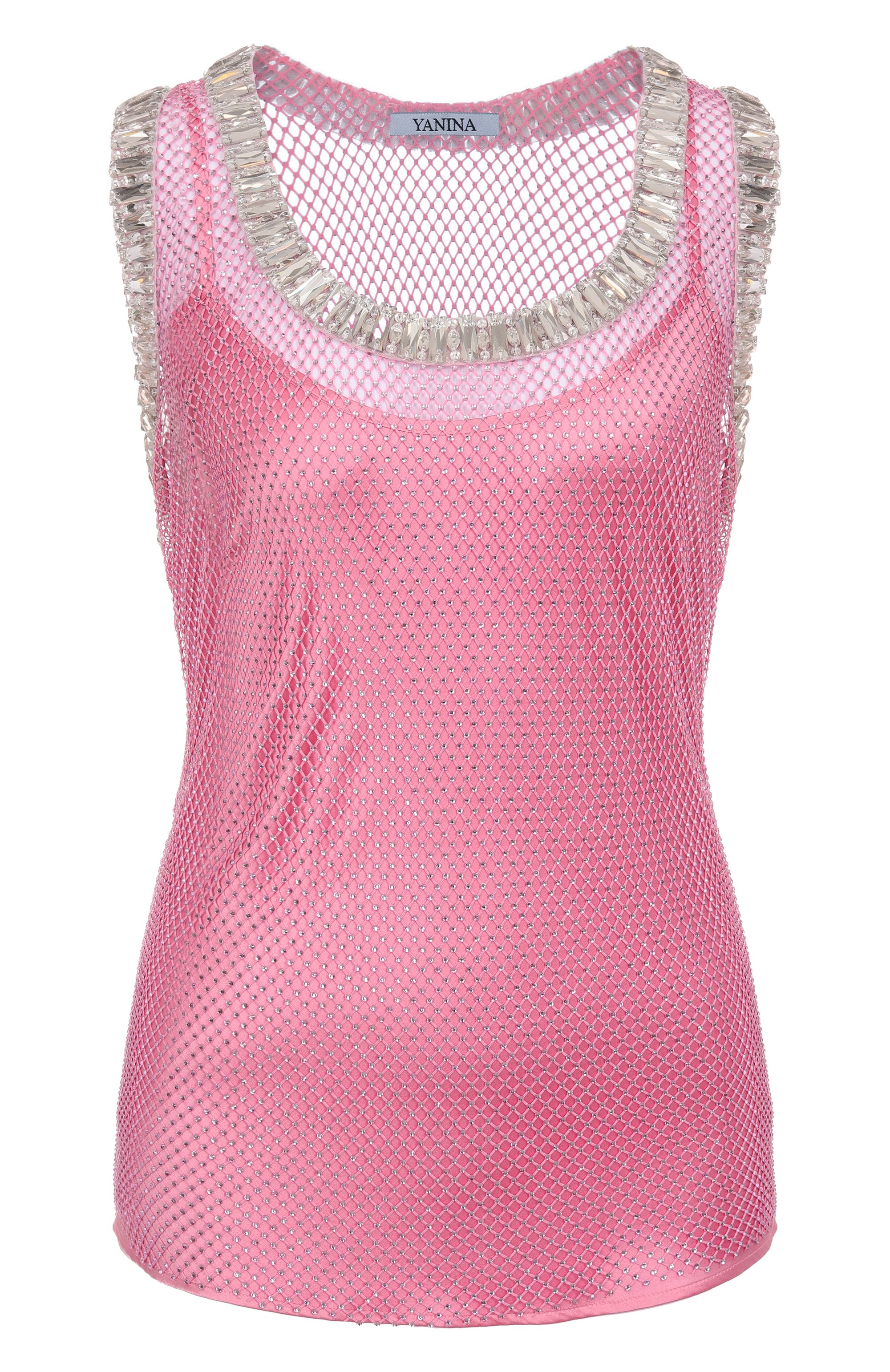 Шелковый топ с отделкой стразами YANINA, арт. T-2910, фото 1