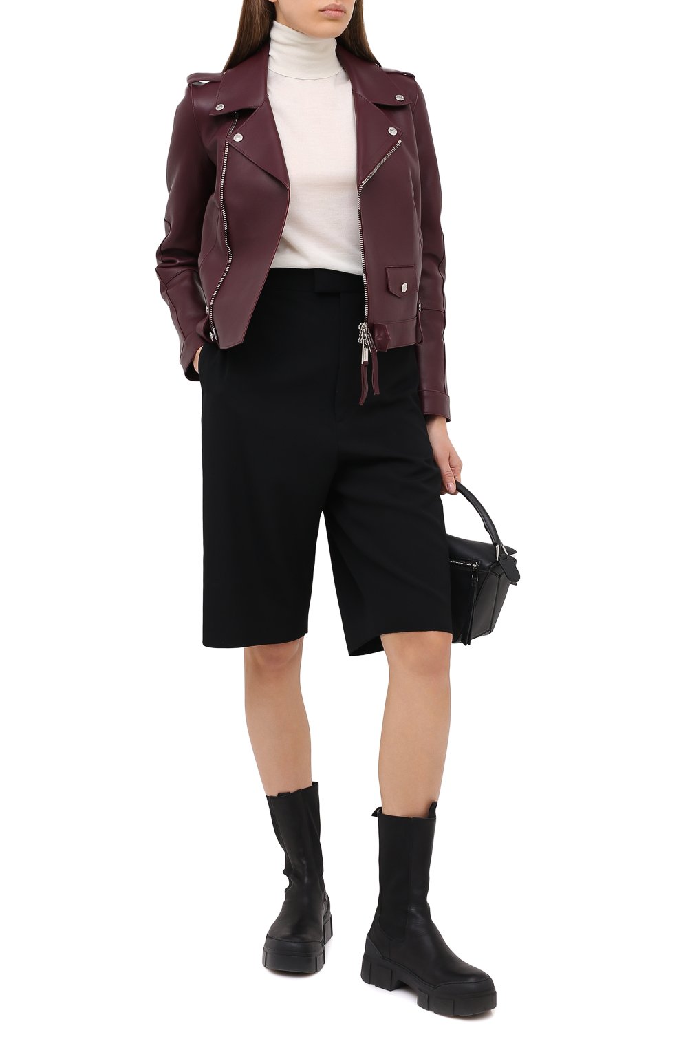 Кожаная куртка DSQUARED2 бордового цвета по цене 292000 руб., арт. S75AM0794/SY1496, фото 3 Кожаная куртка DSQUARED2, арт. S75AM0794/SY1496, фото 3