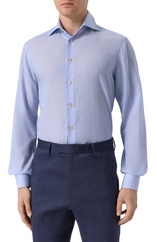 Хлопковая сорочка Kiton UCIH0920402 Голубой  UCIH0920402 Фото 3
