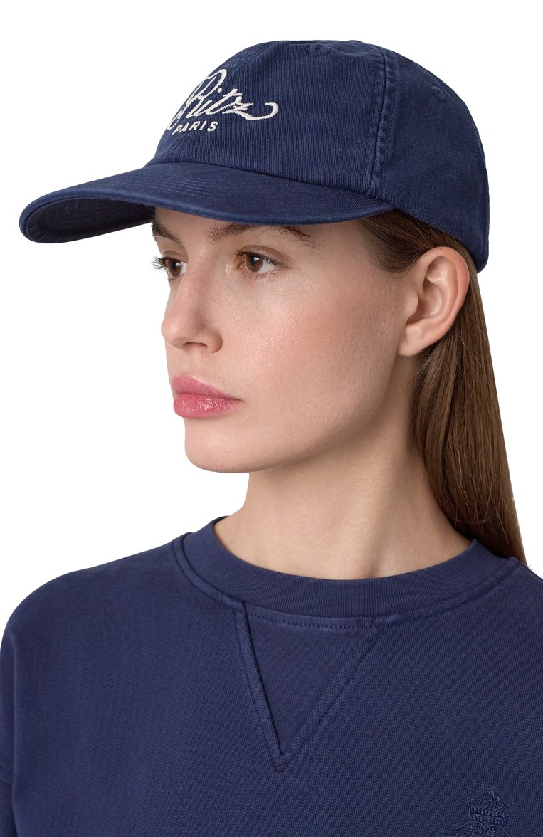 Женская хлопковая бейсболка frame x ritz paris FRAME DENIM темно-синего цвета, арт. MP25WHT002 | Фото 2 (Материал: Хлопок, Текстиль; Нос: Не проставлено)