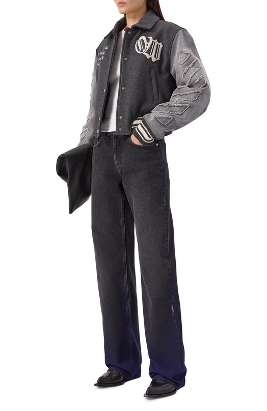 Комбинированный бомбер Off-White 0WEK00MF25DEN001 Серый  0WEK00MF25DEN001 Фото 2