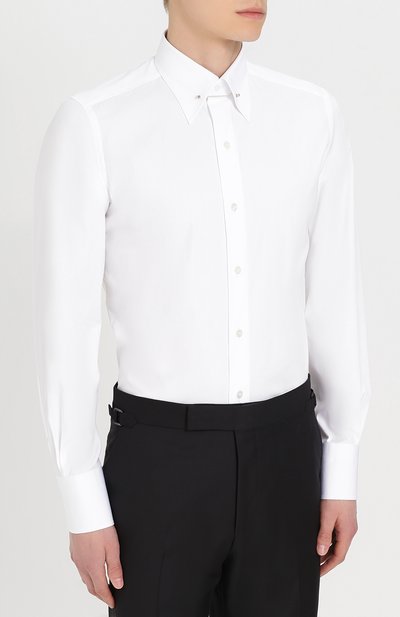 Хлопковая сорочка с булавкой на воротнике TOM FORD, арт. 2FT000/94S3JA, фото 3