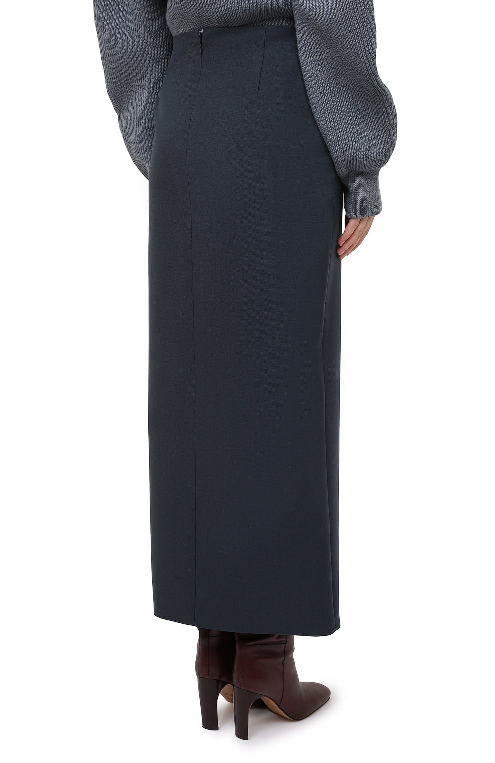 Шерстяная юбка JIL SANDER синего цвета по цене 103500 руб., арт. JSWR355310-WR201000, фото 4 Шерстяная юбка JIL SANDER, арт. JSWR355310-WR201000, фото 4