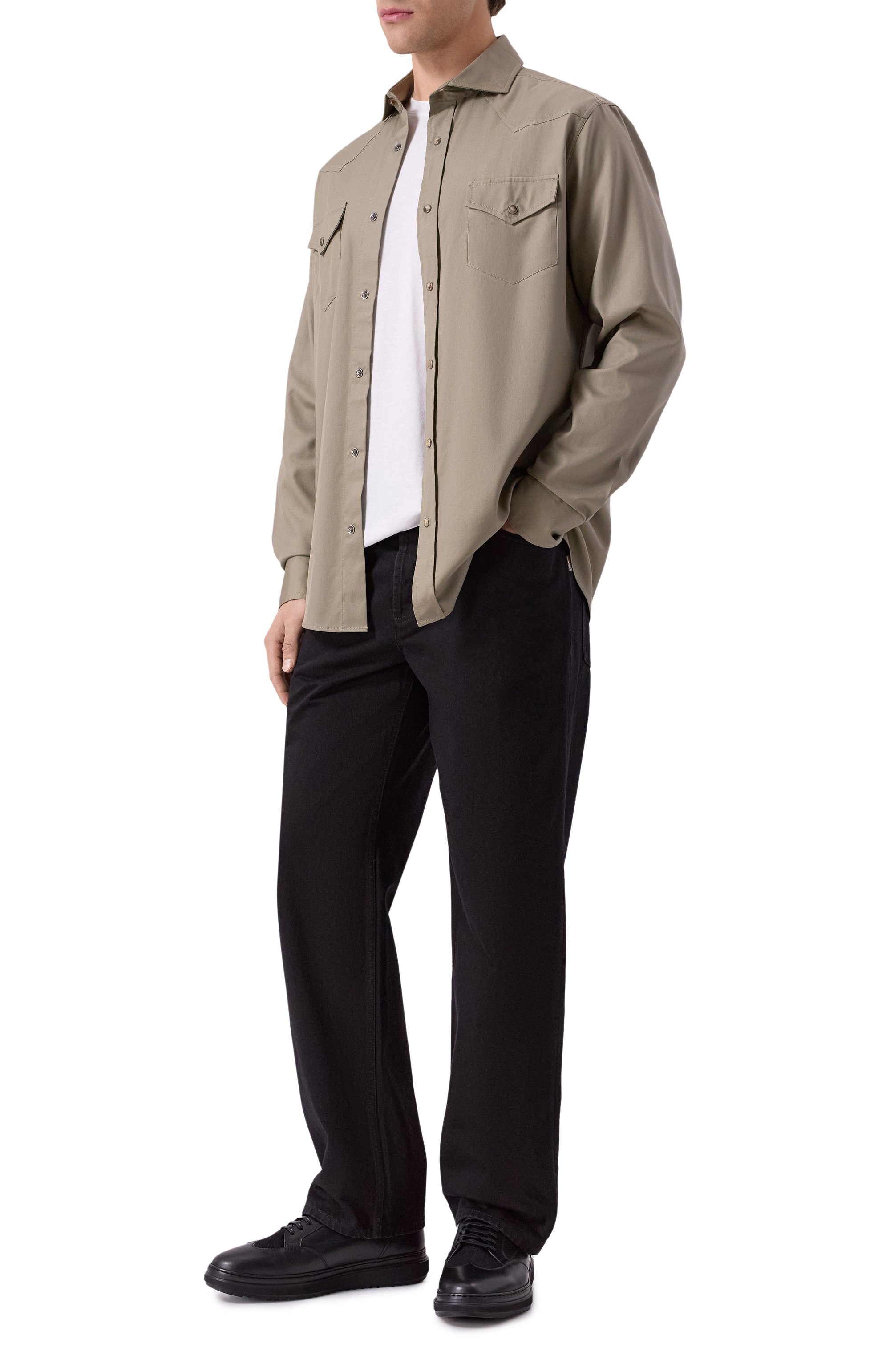 Хлопковая рубашка BRUNELLO CUCINELLI, арт. MW6044008, фото 2