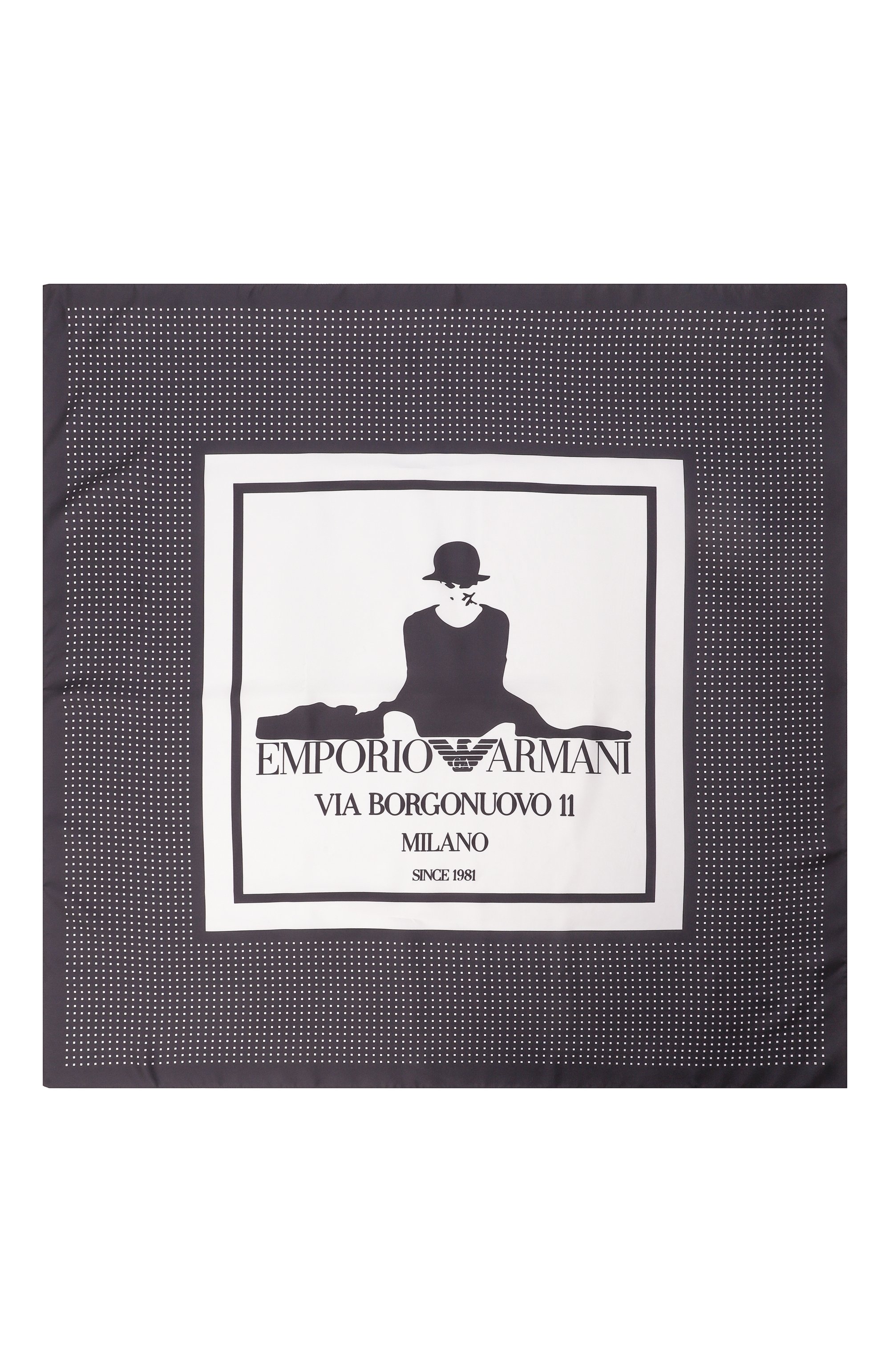 Шелковый платок EMPORIO ARMANI черно-белого цвета по цене 27250 руб., арт. EW002440/AF18394/MC09E, фото 4 Шелковый платок EMPORIO ARMANI, арт. EW002440/AF18394/MC09E, фото 4