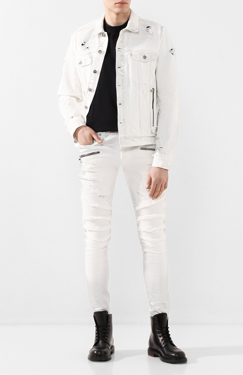 Джинсы BALMAIN белого цвета по цене 119500 руб., арт. TH05442/Z624, фото 2 Джинсы BALMAIN, арт. TH05442/Z624, фото 2