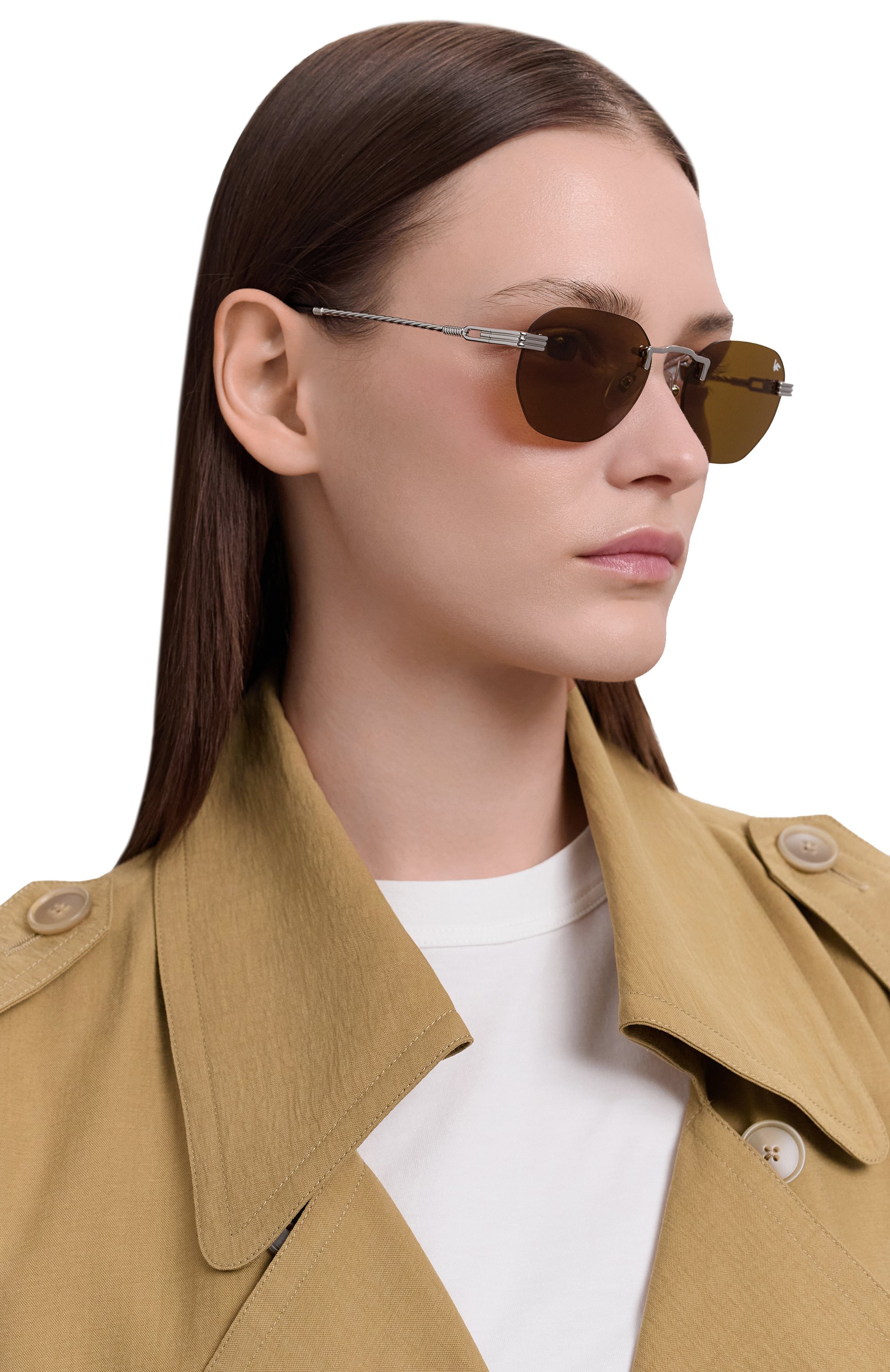 Солнцезащитные очки VINTAGE FRAMES, арт. DETR0IT PLAYER 24KT WHITE G0LD/BR0WN, фото 3