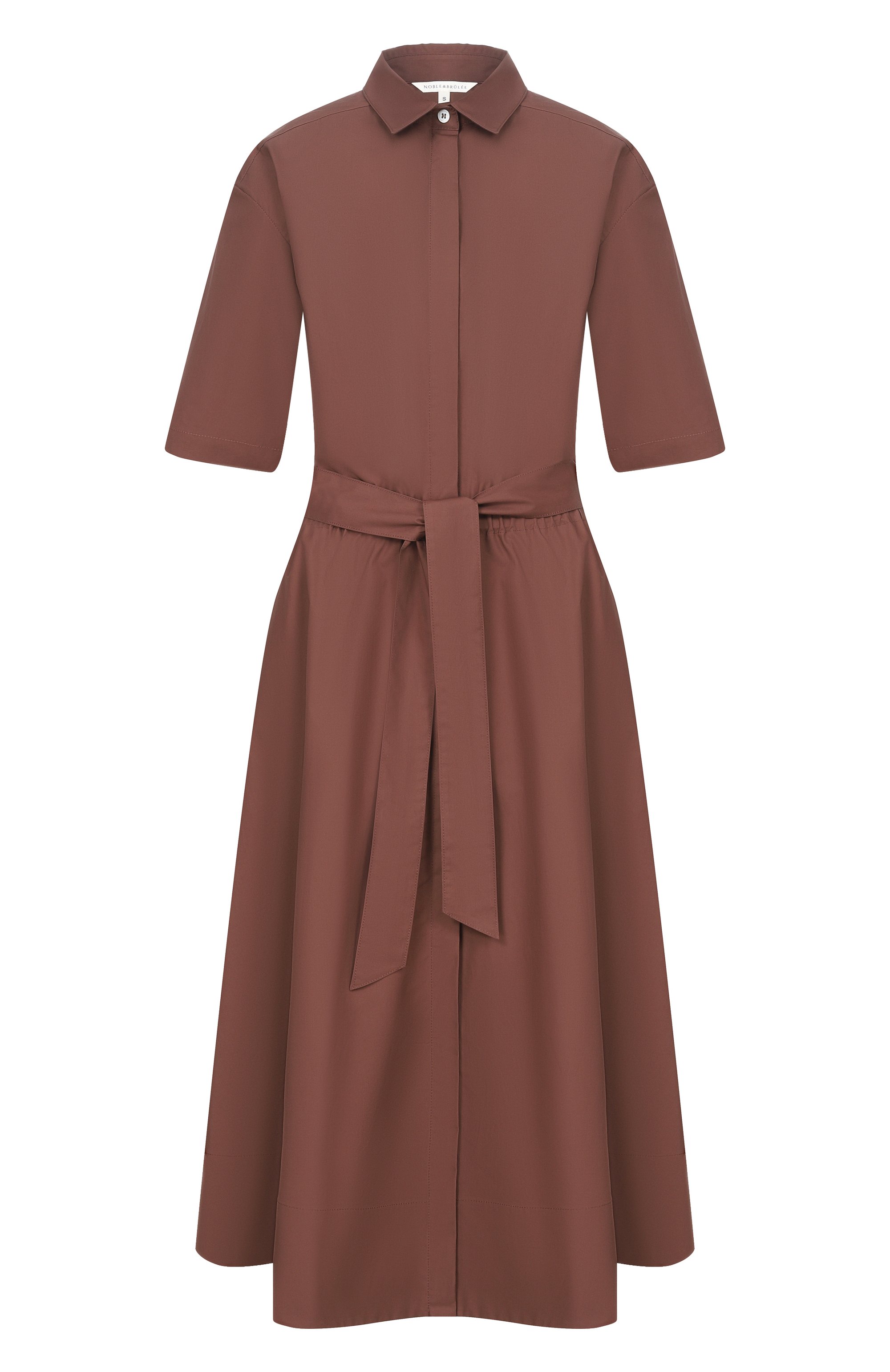 Хлопковое платье NOBLE&BRULEE коричневого цвета по цене 78000 руб., арт. NB135/120126/24, фото 1 Хлопковое платье NOBLE&BRULEE, арт. NB135/120126/24, фото 1