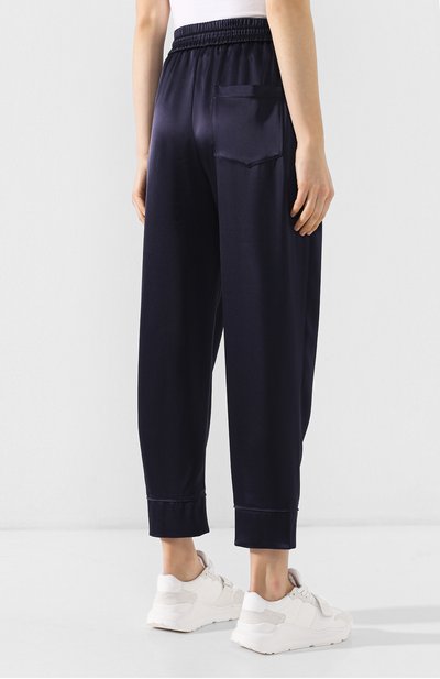 Брюки с эластичным поясом NANUSHKA, арт. LETY_NAVY_TECH SATIN, фото 4