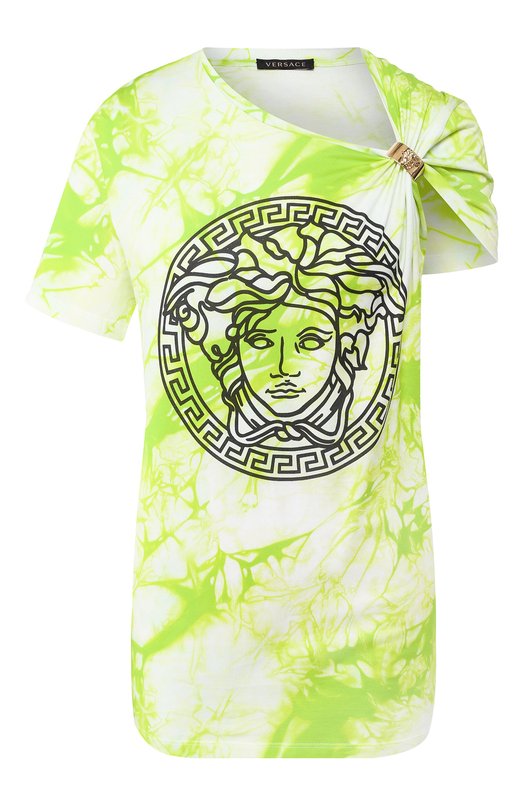 Хлопковая футболка Versace A86374/A234568 Зелёный A86374/A234568