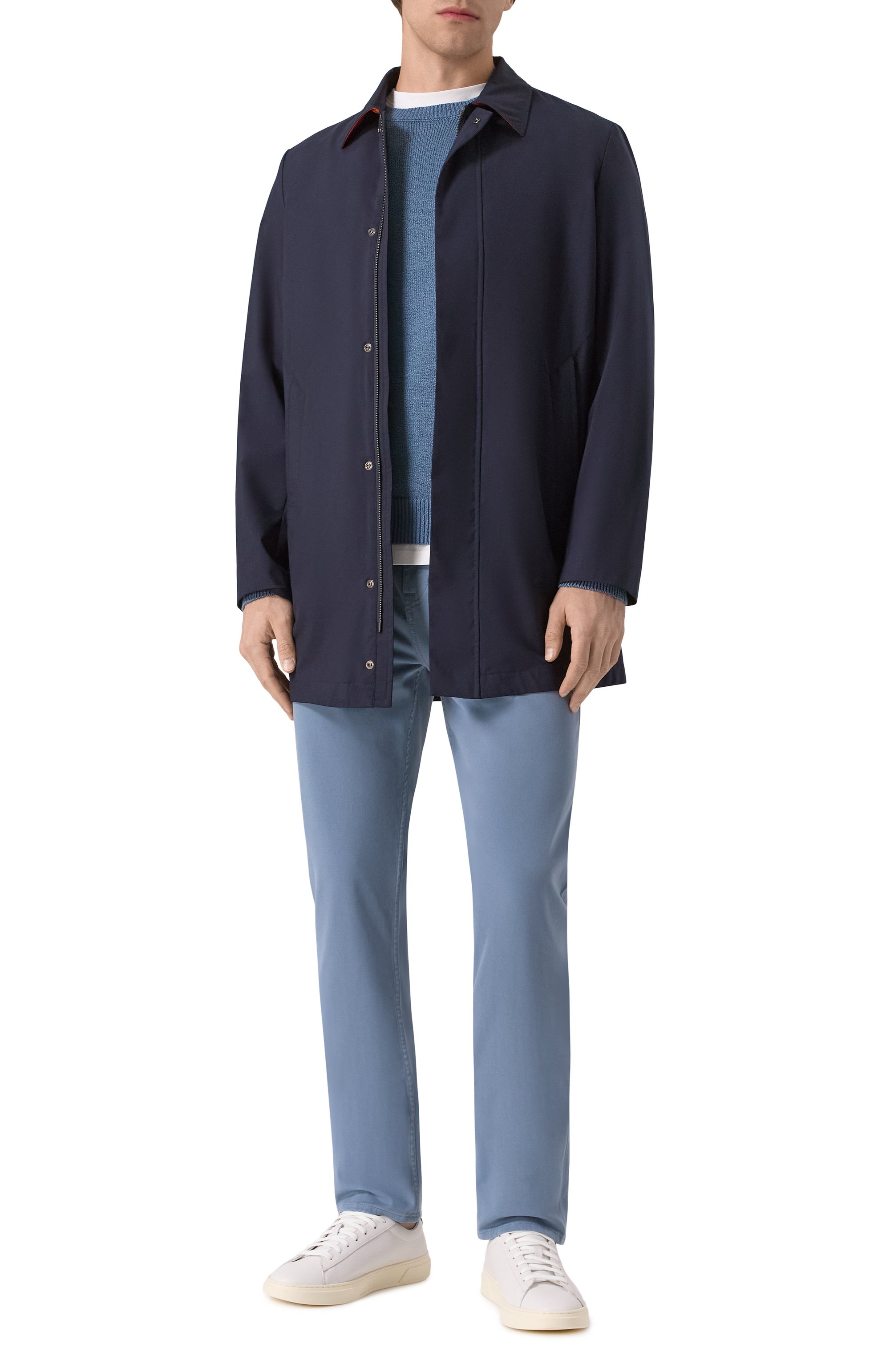 Плащ из шерсти и шелка PAUL&SHARK темно-синего цвета по цене 208500 руб., арт. 25412704, фото 2 Плащ из шерсти и шелка PAUL&SHARK, арт. 25412704, фото 2