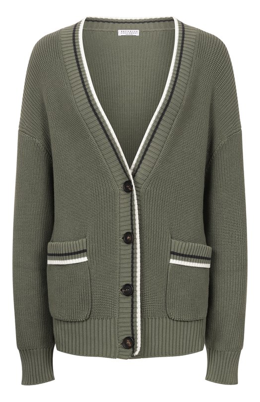 Хлопковый кардиган Brunello Cucinelli M19756306 Хаки M19756306