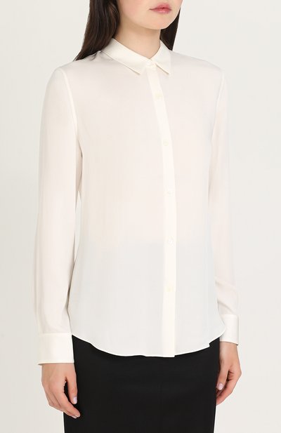 Приталенная шелковая блуза THEORY белого цвета по цене 21400 руб., арт. F0002514, фото 3 Приталенная шелковая блуза THEORY, арт. F0002514, фото 3