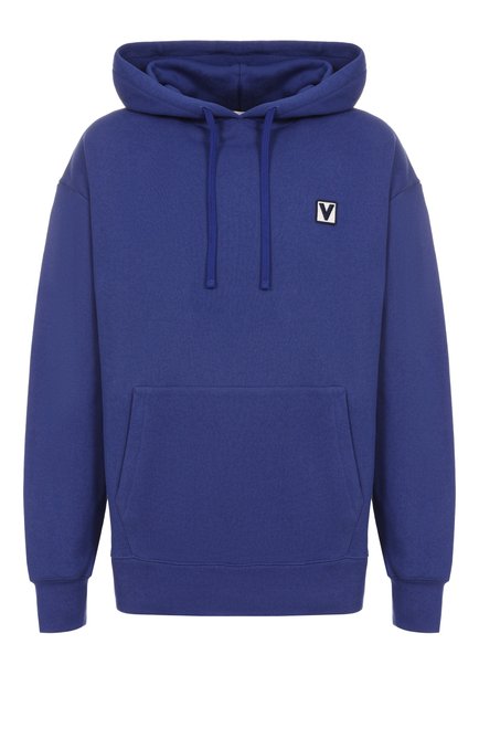 Мужской хлопковое худи VALENTINO синего цвета, арт. 6V3MF28NAQU | Фото 1 (Материал внешний: Хлопок; Рукава: Длинные; Длина (для топов): Стандартные; Материал сплава: Проставлено; Драгоценные камни: Проставлено)