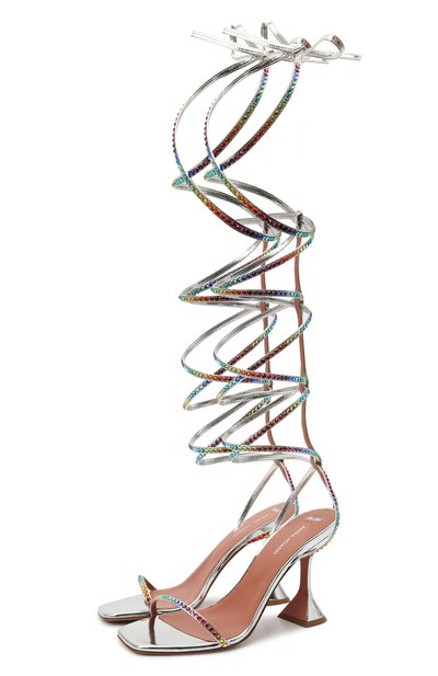 Кожаные босоножки awge x amina muaddi AMINA MUADDI, арт. LSD GLADI/SPECCHI0 AM/ARGENT0/RAINB0W, фото 1