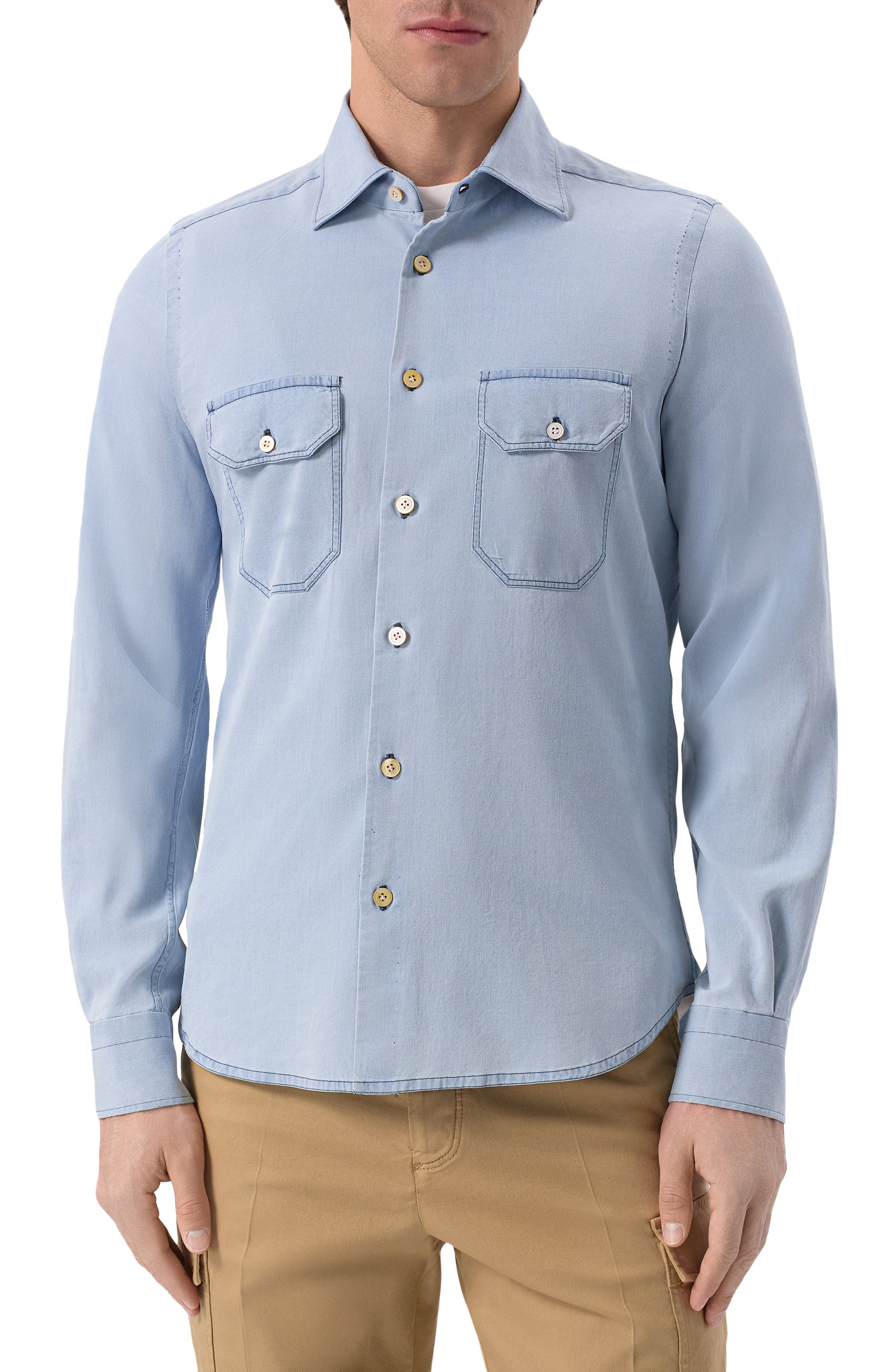 Джинсовая рубашка KITON, арт. UCWMH0922603, фото 3