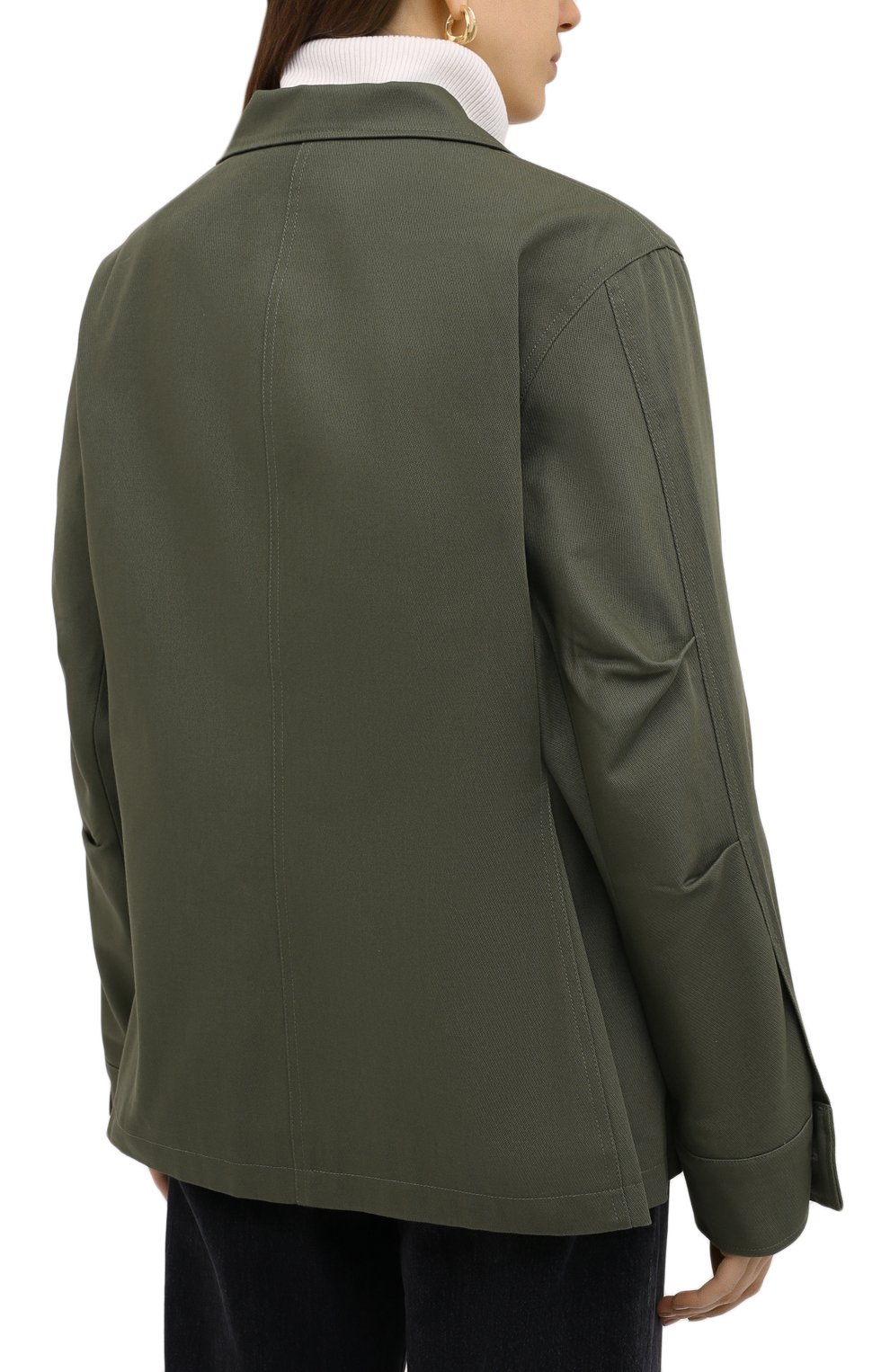 Хлопковая куртка TOTEME хаки цвета по цене 43850 руб., арт. AVIGN0N 203-103-721, фото 4 Хлопковая куртка TOTEME, арт. AVIGN0N 203-103-721, фото 4