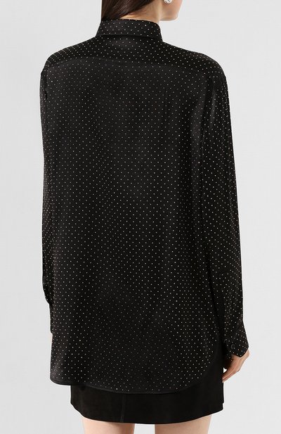 Шелковая рубашка SAINT LAURENT черного цвета по цене 168500 руб., арт. 611900/Y4A13, фото 4 Шелковая рубашка SAINT LAURENT, арт. 611900/Y4A13, фото 4