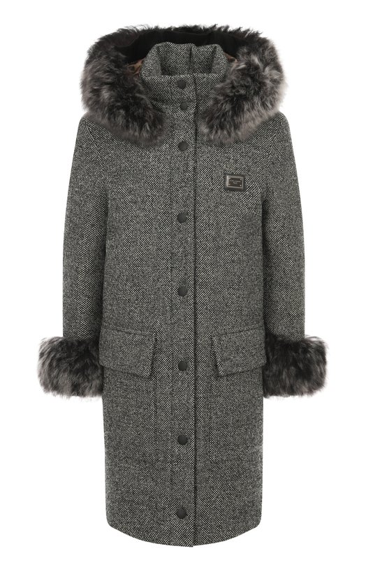 Шерстяной пуховик Dolce & Gabbana F9S84T/FMZAU Серый F9S84T/FMZAU