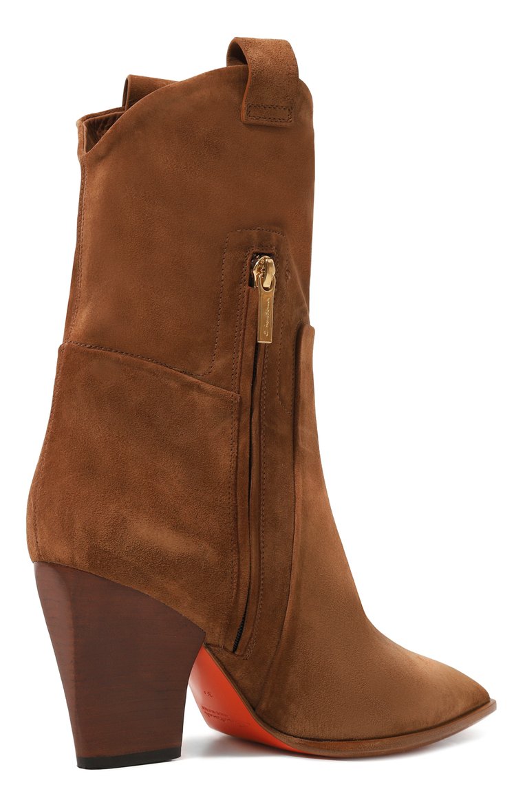 Женские замшевые казаки SANTONI коричневого цвета, арт. WT0P59670HI3TTV8M40 | Фото 5 (Материал внутренний: Натуральная кожа; Подошва: Плоская; Каблук высота: Высокий; Материал утеплителя: Без утеплителя; Материал внешний: Замша, Натуральная кожа; Женское Кросс-КТ: Казаки-ботинки)