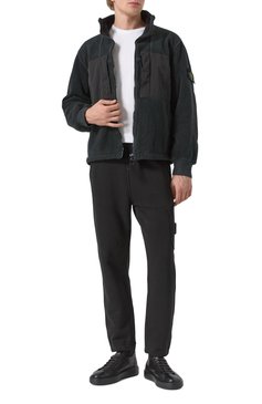 Мужская хлопковая куртка STONE ISLAND темно-серого цвета, арт. 811546753 | Фото 2 (Длина (верхняя одежда): Короткие; Материал подклада: Синтетический материал; Рукава: Длинные; Кросс-КТ: Легкие, Куртка; Стили: Кэжуэл; Материал внешний: Хлопок)