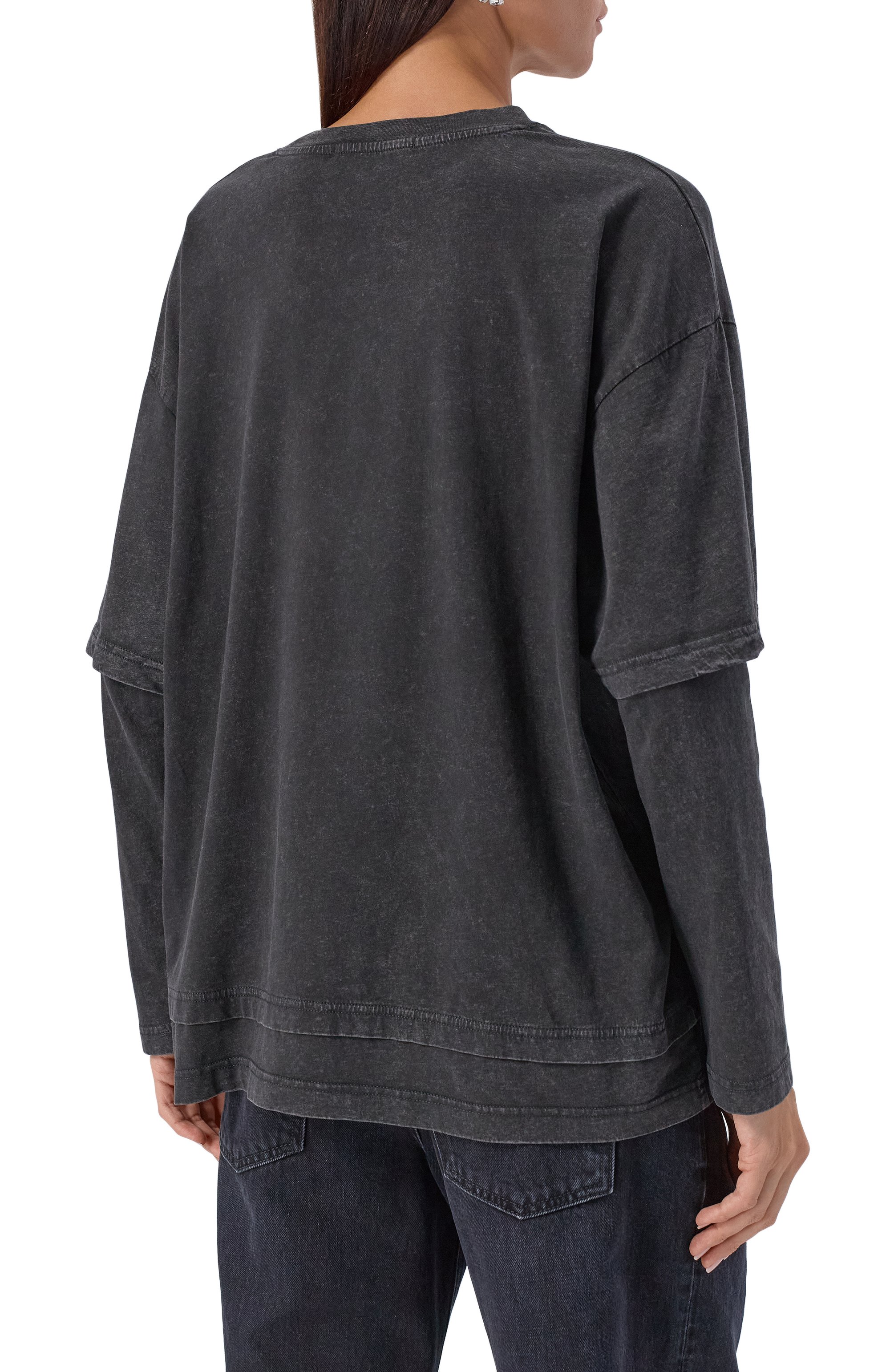 Хлопковый лонгслив REPLAY темно-серого цвета по цене 9950 руб., арт. W3448 .000.22658HM, фото 4 Хлопковый лонгслив REPLAY, арт. W3448 .000.22658HM, фото 4